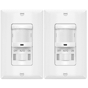 TOPGREENER Motion Sensor Light Switch, PIR Occupancy Detector, 4A, 500W, Single Pole, Neutral Wire Required, TSOS5-W, White, 2 Pack