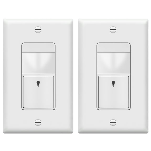 TOPGREENER Motion Sensor PIR Light Switch, Neutral Wire Required, Ambient Light Level Detector, Occupancy & Vacancy Modes, 5A, 360W LED/CFL, Single Pole, White, 2 Pack