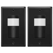 TOPGREENER Motion Sensor PIR Light Switch, Occupancy & Vacancy Modes, No Neutral Required, Operable Without Ground Wire, 1.25A, 150W Dimmable LED, Single Pole, TDOS5-KM-BK, Black 2-Pack