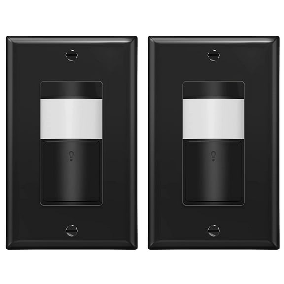 TOPGREENER Motion Sensor PIR Light Switch, Occupancy & Vacancy Modes, No Neutral Required, Operable Without Ground Wire, 1.25A, 150W Dimmable LED, Single Pole, TDOS5-KM-BK, Black 2-Pack