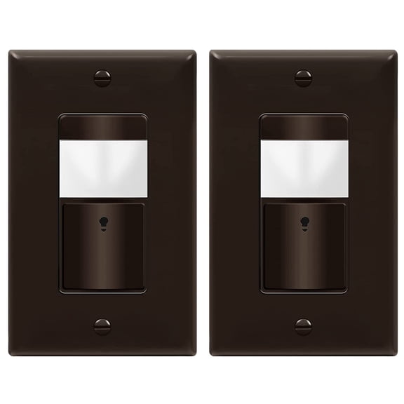 TOPGREENER Motion Sensor Switch, Neutral Wire Required, PIR Sensor Light Switch with Ambient Light Level Detector, Occupancy & Vacancy Modes, 5A, 360W LED/CFL, Single Pole, TDOS5-M-BR-2PCS, Brown