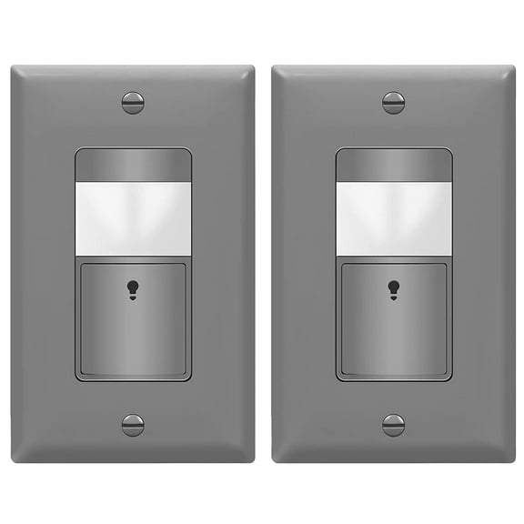 TOPGREENER Motion Sensor Switch, Neutral Wire Required, PIR Sensor Light Switch with Ambient Light Level Detector, Occupancy & Vacancy Modes, 5A, 360W LED/CFL, Single Pole, TDOS5-M-GY-2PCS, Gray