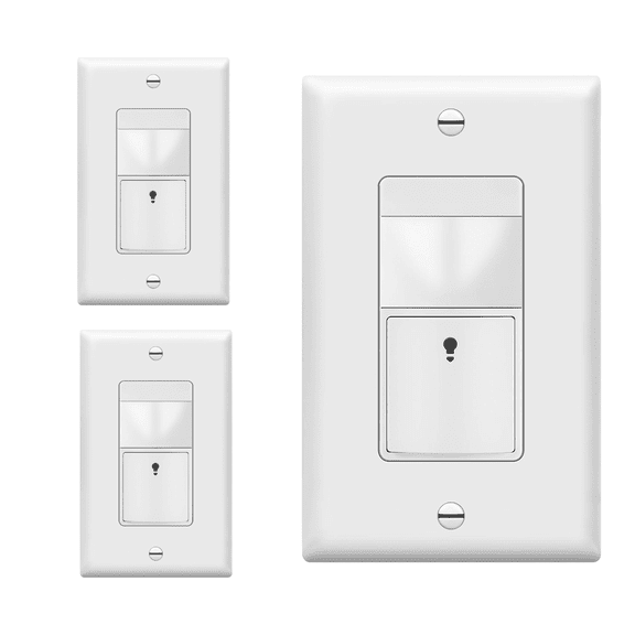 TOPGREENER Motion Sensor Switch, PIR Sensor with Ambient Light Level Detector, Occupancy Vacancy Modes, No Neutral Wire Required, Ground Wire Required, 5A, 360W LED/CFL, Single Pole, TDOS5-JM, 3 Pack