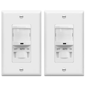 TOPGREENER Motion Sensor Switch, PIR Sensor Light Switch, Operable Without Ground Wire, No Neutral Wire Required, 150W Dimmable LED, TSOS5-KM-W-2PCS, White, 2 Pack