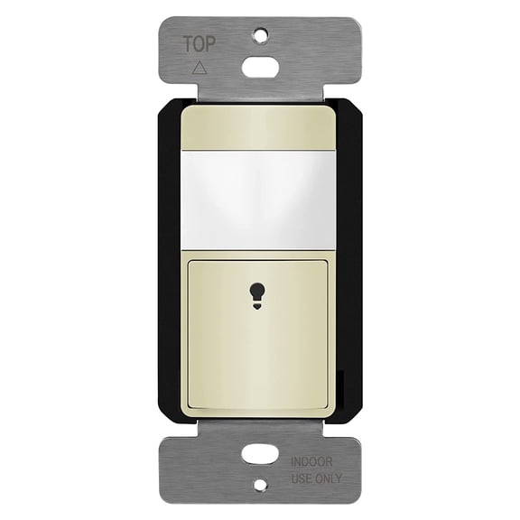 TOPGREENER PIR Passive Infrared Motion Sensor Switch, Ambient Light Level Detector, No Neutral Required, 5A, 1500W, Occupancy Vacancy Modes, Ground Wire Required, Single Pole, TDOS5-JM, Ivory