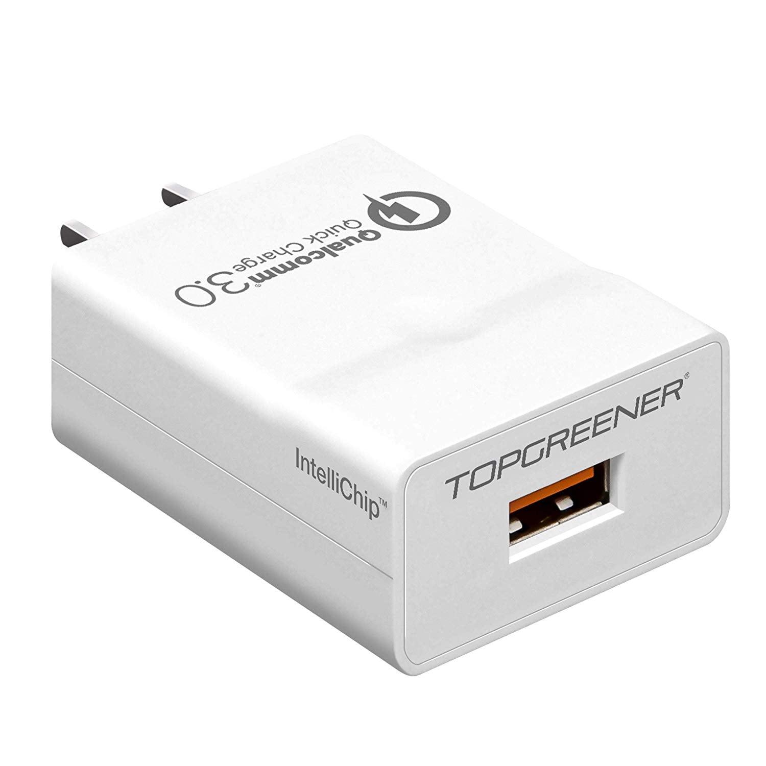 TOPGREENER Quick Charge 3.0 USB A Wall Plug 18W Fast Charger Qualcomm Certified TPUQC3 White