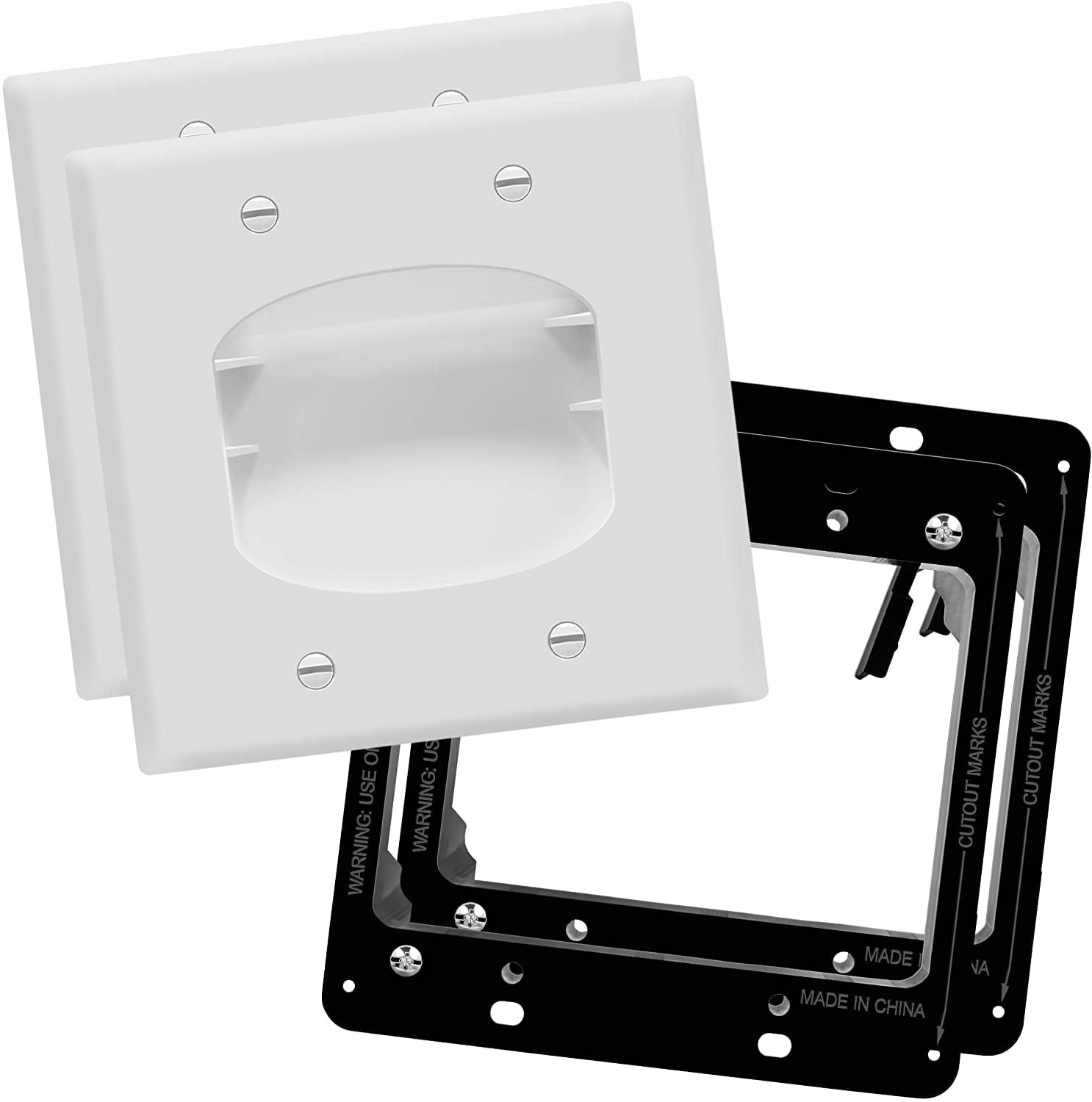 TOPGREENER Recessed Low Voltage Cable Wall Plate, PassThrough Wall