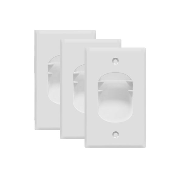 TOPGREENER Recessed Low Voltage Cable Wall Plate for Home Theaters, Size 1-Gang, Polycarbonate Thermoplastic, TG8881-W, White, 3 Pack