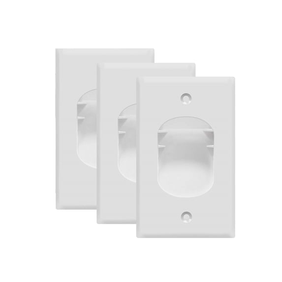 TOPGREENER Recessed Low Voltage Cable Wall Plate for Home Theaters, Size 1-Gang, Polycarbonate Thermoplastic, TG8881-W, White, 3 Pack