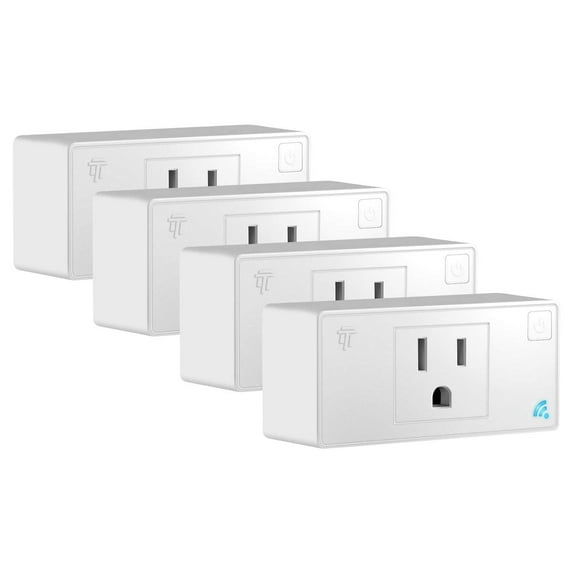 TOPGREENER Smart Mini Wi-Fi Plug with Energy Monitoring, Mini Smart Outlet, Control Lights and Appliances from Anywhere, No Hub Required, Works with Alexa and Google Assistant, TGWF115PQM, 4-Pack