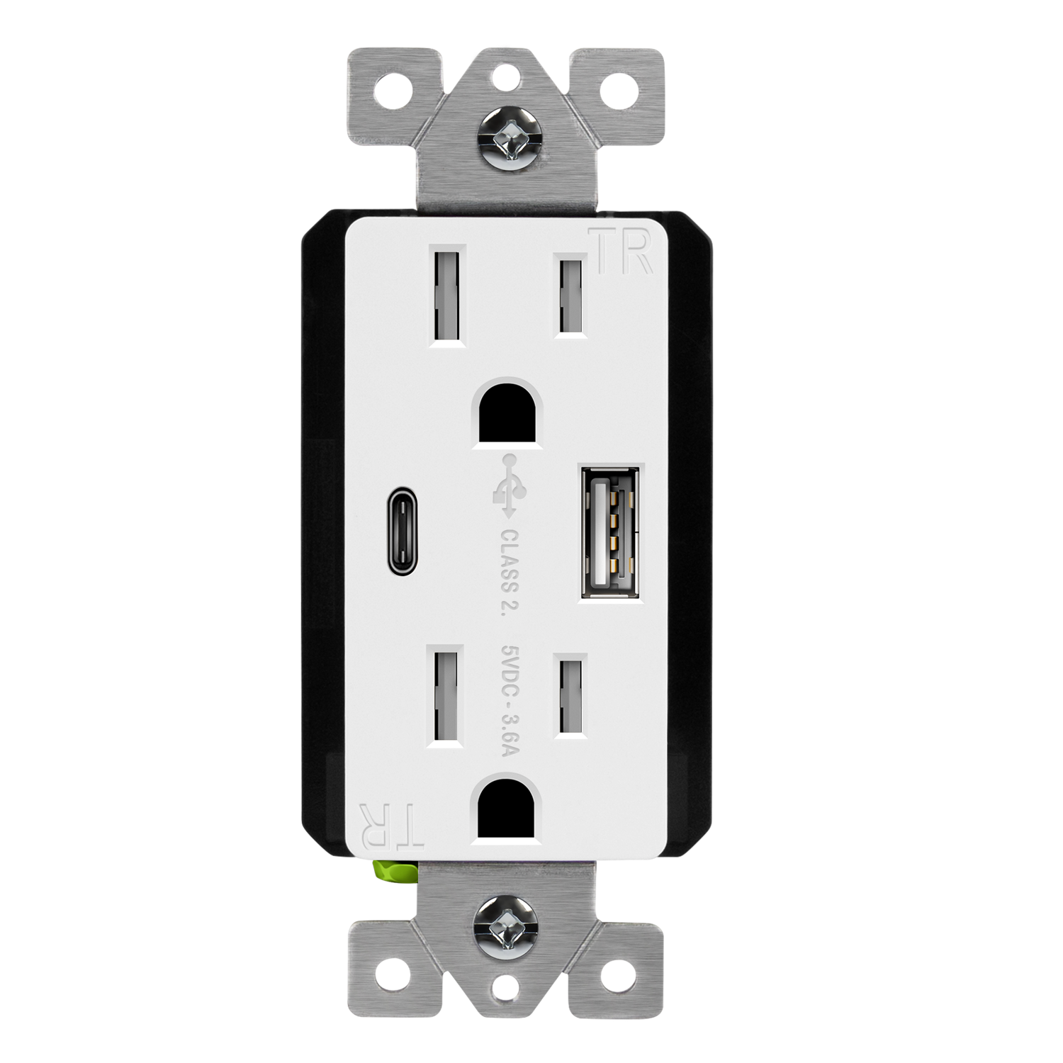 GE Grounding Designer Duplex Electrical Outlet, White 15A 50727