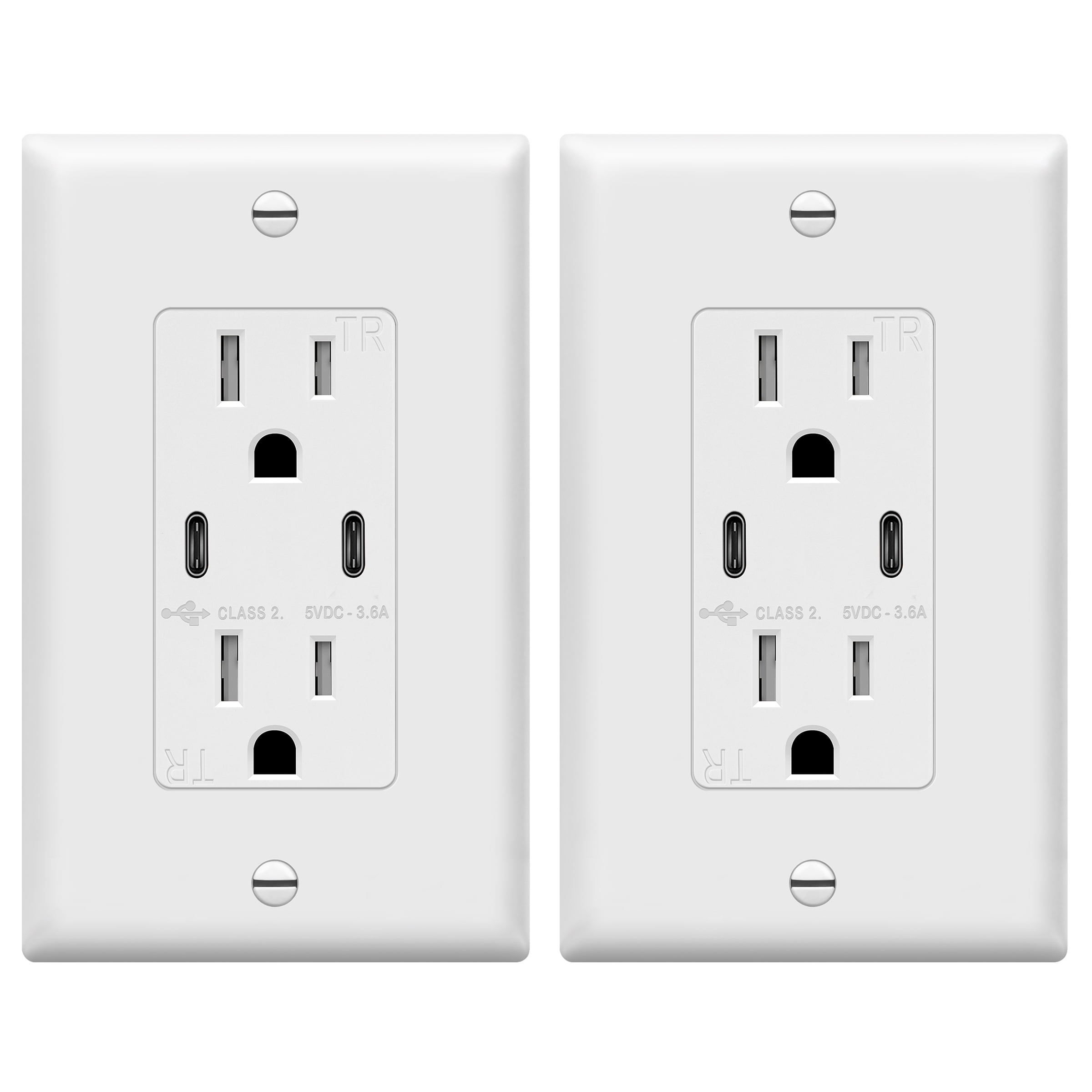 TOPGREENER USB C Wall Outlet Charger, 15 Amp TamperResistant Receptacle, UL Listed, TU21536A2C