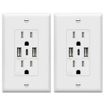 TOPGREENER USB Outlet 3-Port Type C, 15 Amp Tamper-Resistant Receptacle, UL Listed, TU21536AC3-2PCS, White, 2 Pack
