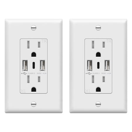 TOPGREENER USB Outlet, 3-Port Type C Wall Outlet, 15 Amp Receptacle Plug, Charging Power Outlet with USB Ports, Compatible with iPhone 15 Series & More, UL Listed, TU21536AC3-2PCS, White, 2 Pack price history and forecast - Top Greener TU21536AC3-2PCS