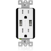 TOPGREENER USB Outlet, In Wall Charger, Electrical Socket with USB, 15A TR Receptacle, UL Listed, TU2154A, White