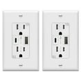 thumbnail image 1 of TOPGREENER USB Outlet, USB Type C Wall Outlet with 30W Power Delivery, 15A Duplex Tamper-Resistant Receptacle, USB Charger for Smartphones, Tablets, Laptops, TU215PD30AC-W-2PCS, White, 2 Pack, 1 of 5
