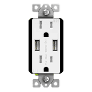 TOPGREENER USB Wall Outlet Charger, Dual Port, 15A Tamper-Resistant Receptacles, UL Listed, White