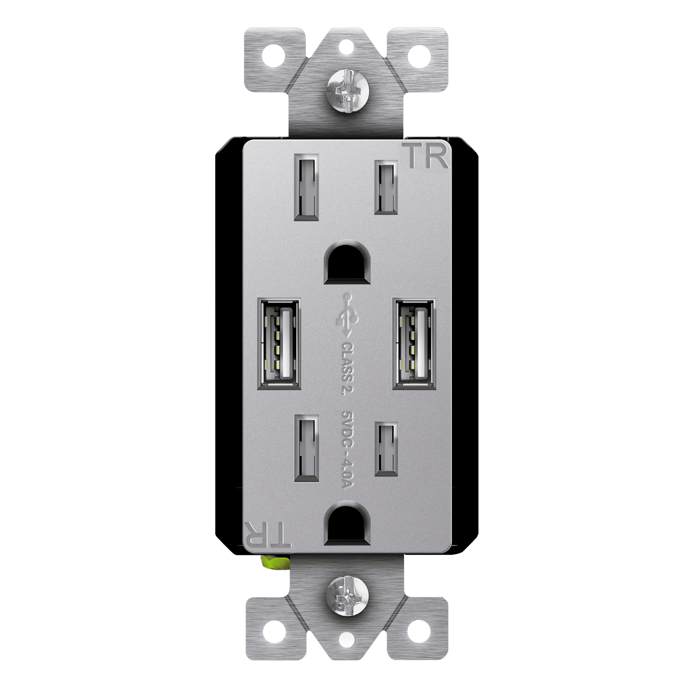 TOPGREENER USB Wall Outlet, High Speed Charger, Tamper-Resistant Receptacles, Compatible with iPhone, Samsung Galaxy, LG, HTC, UL Listed, Silver