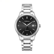 TOPHILL Men Calendar Rhinestone Vintage Japanese Analog Automatic Self-Winding Mechanical Wrist Watch Stainless Steel Sapphire Crystal Waterproof Luminous Business Clock