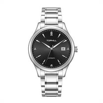 TOPHILL Men Calendar Rhinestone Vintage Japanese Analog Automatic Self-Winding Mechanical Wrist Watch Stainless Steel Sapphire Crystal Waterproof Luminous Business Clock