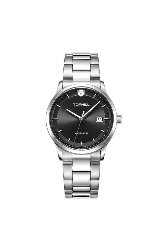 TOPHILL Men Calendar Vintage Japanese Analog Automatic Self-Winding Mechanical Movement Wrist Watch Stainless Steel Sapphire Crystal Waterproof Luminous Business Clock