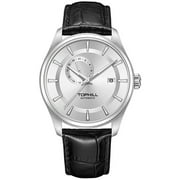 TOPHILL Men Calendar Vintage Japanese Analog Automatic Self-Winding Mechanical Wrist Watch Genuine Leather Strap Sapphire Crystal Waterproof Luminous Business Clock