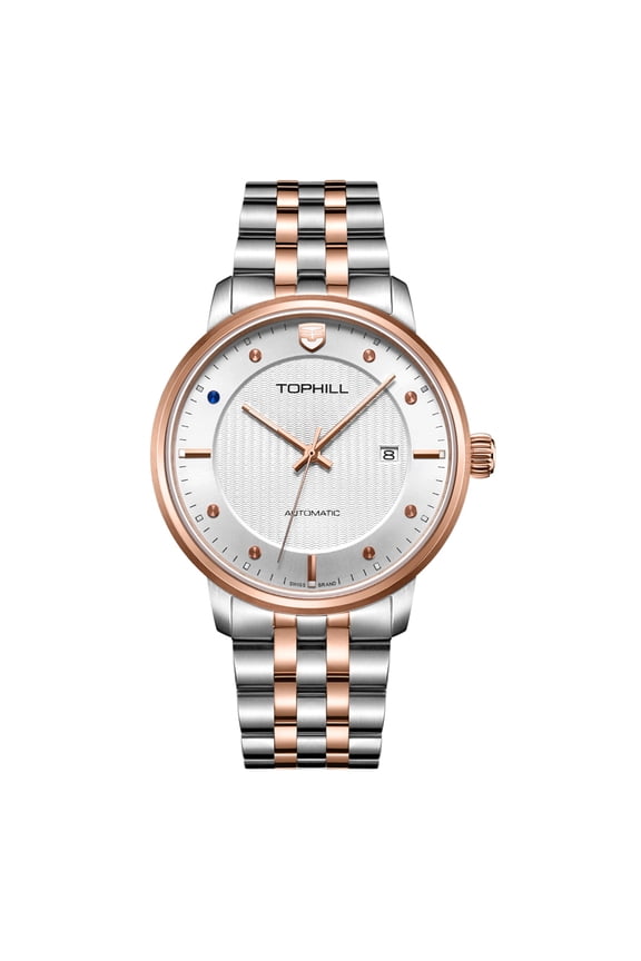 TOPHILL Men Women Couple Calendar Vintage Japanese Analog Automatic Self-Winding Mechanical Wrist Watch Steel Band Sapphire Crystal Waterproof Luminous Business Clock