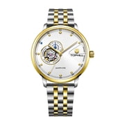 TOPHILL Skeleton Japanese Automatic Self-Winding Movement Vintage Men Mechanical Business Wrist Watch Stainless Steel Sapphire Crystal Waterproof Hollow Clock
