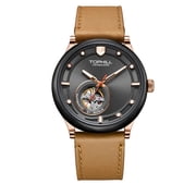 TOPHILL Skeleton Japanese Automatic Self-Winding Movement Vintage Men Mechanical Business Wrist Watch Steel Genuine Leather Sapphire Crystal Waterproof Hollow Luminous Clock