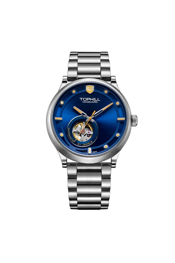 TOPHILL Skeleton Japanese Automatic Self-Winding Movement Vintage Men Mechanical Business Wrist Watch Steel Genuine Leather Sapphire Crystal Waterproof Hollow Luminous Clock