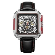 TOPHILL Skeleton Japanese Automatic Self-Winding Movement Vintage Men Mechanical Business Wrist Watch Steel Genuine Leather Sapphire Crystal Waterproof Hollow Clock Luminous