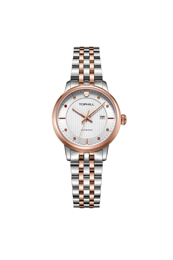 TOPHILL Women Men Couple Calendar Vintage Japanese Automatic Self-Winding Mechanical Movement Sapphire Crystal Wrist Watch Stainless Steel Luminous Clock
