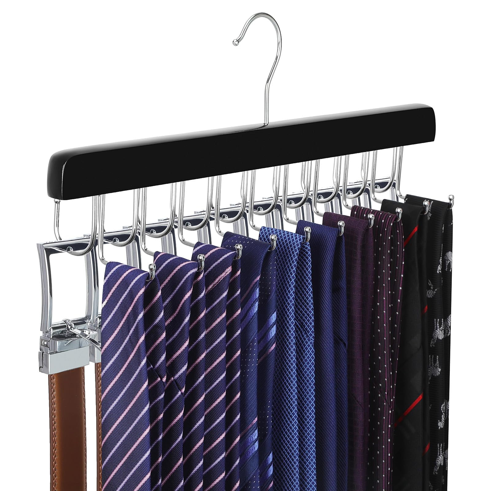 Belt Holder Multi-Function Tie \u0026 Rack - Black Organizer For Closet Storage  Belt Hanger, image size:1600x1600