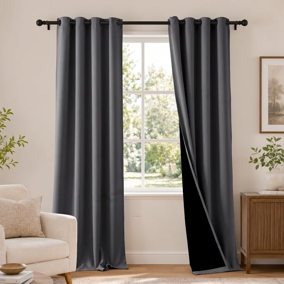 TOPICK Blackout Curtains Gray Modern Solid Grommet Curatins 50 x 96 inch Thermal Insulated Drapes for Living Room Bedroom Dining Room Pack of 2