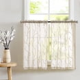 thumbnail image 1 of TOPICK Floral Embroidery Sheer Curtains, 24 Inch Light Filtering Voile Window Drapes, Rod Pocket 2 Panels Beige Curtains for Living Room Bedroom, 1 of 1