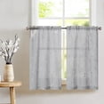 thumbnail image 1 of TOPICK Floral Embroidery Sheer Curtains, 24 Inch Light Filtering Voile Window Drapes, Rod Pocket 2 Panels Grey Curtains for Living Room Bedroom, 1 of 1