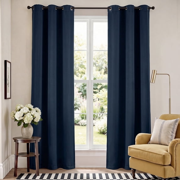 TOPICK Navy Blackout Curtains Solid Grommet Drapes for Bedroom Living Room Dining Room 2 Panels W40" x L84" inch