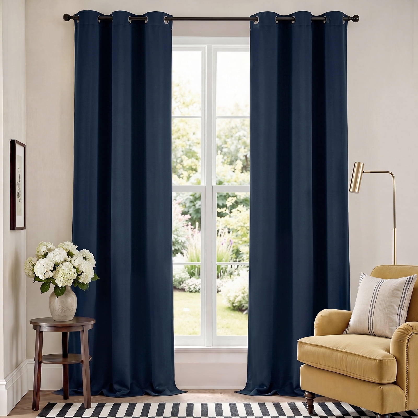 TOPICK Navy Blackout Curtains Solid Grommet Drapes for Bedroom Living Room Dining Room 2 Panels W40" x L96" inch