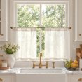 thumbnail image 1 of TOPICK 24 Inch Semi Sheer Kitchen Tier Curtains, Linen Textured Farmhouse Cafe Curtains, 26" W x 24" L, Cream White, 2 Panels, 1 of 8