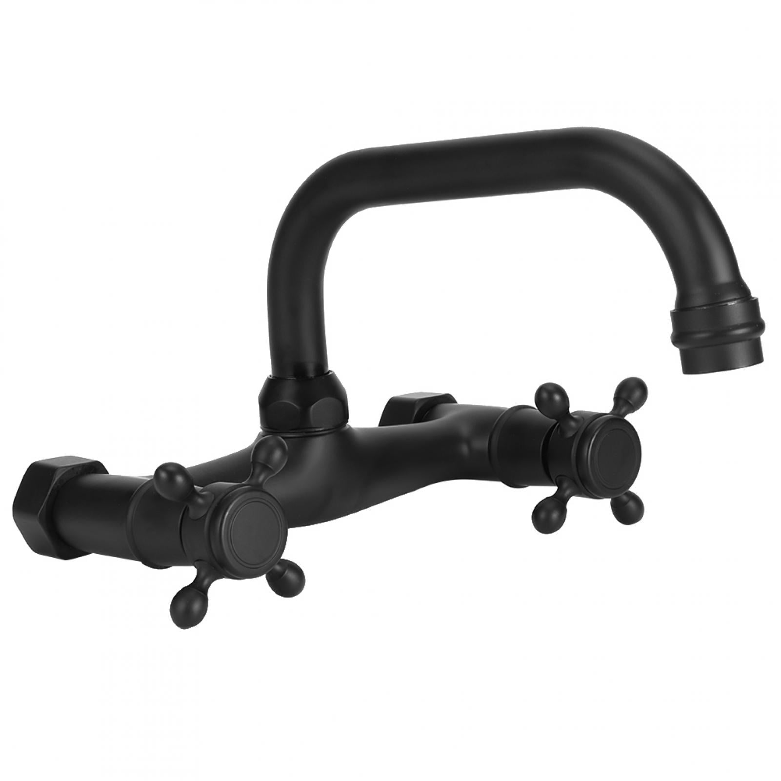 TOPINCN Copper Wall Mounted Bathroom Faucet Dual Handles Bathtub Hot