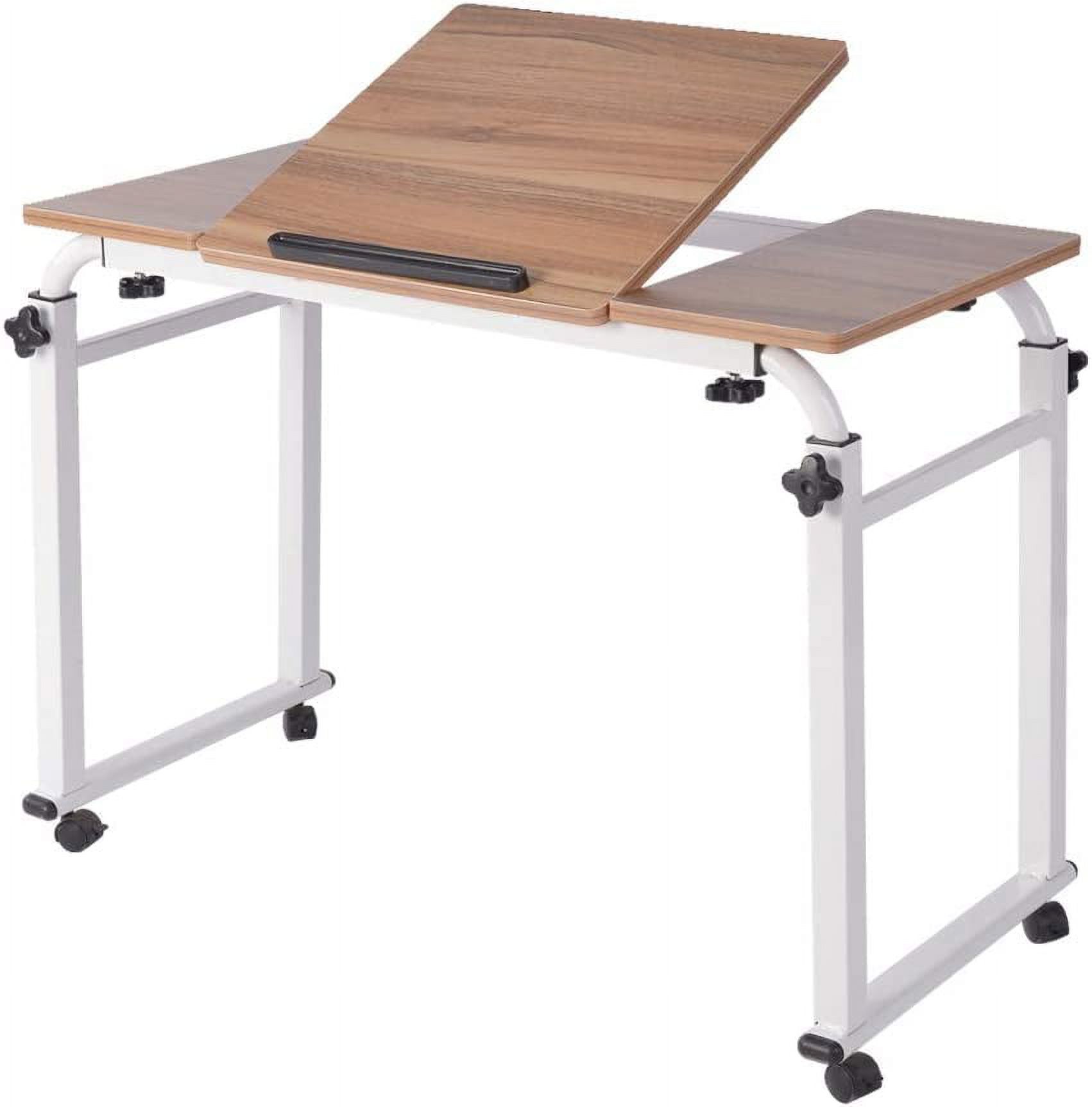 TOPINCN Overbed Table with Wheels, Height King Queen Bed Table Tiltable