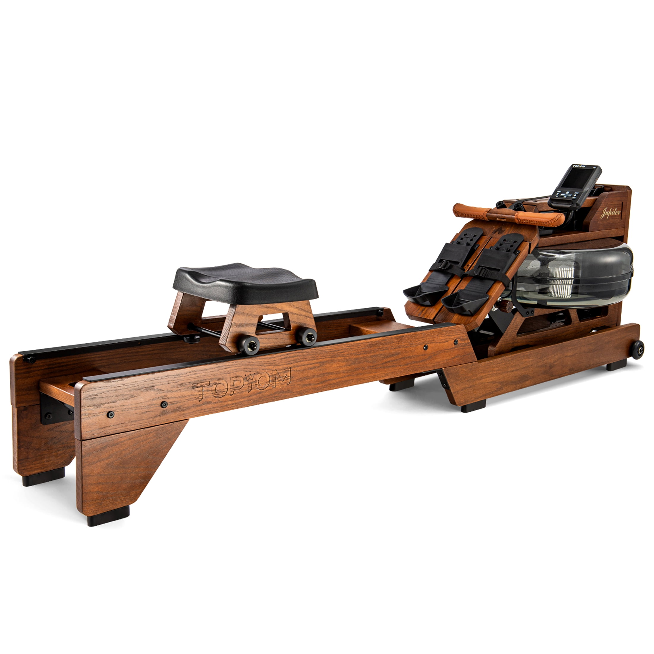 TOPIOM Rowing Machine Oak Wood 400lbs Max Load Water rowing machine for home use with TM3 Monitor