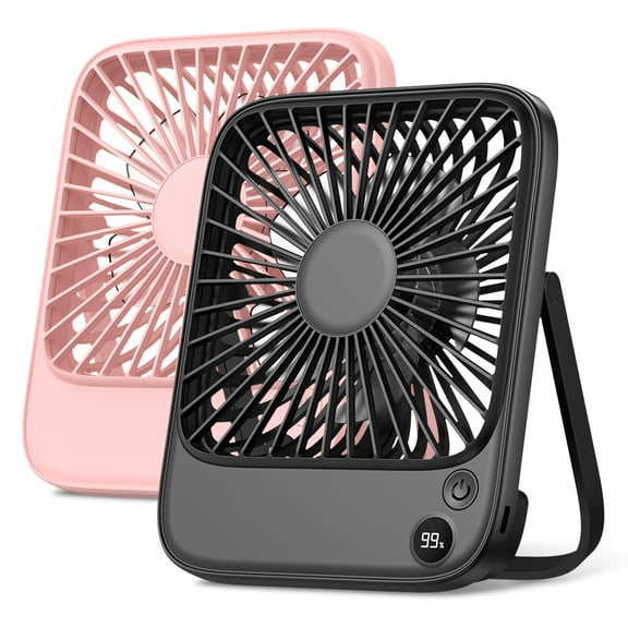 TOPK 2-Pack 5000mAh Portable Desk Fan, Ultra-Thin, 4-Speed, Quiet Battery-Powered Fan for Home, Office, Outdoor