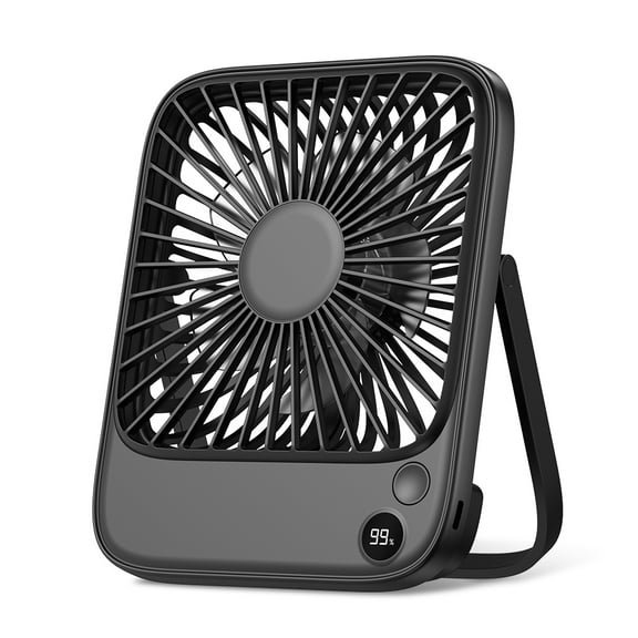 TOPK 2000mAh Rechargeable Portable Desk Fan, Quiet and Thin, with Power and Speed Display, suitable for Office, Travel, Library, and Outdoor use.