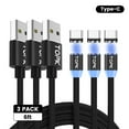 thumbnail image 1 of TOPK 6ft USB A to USB C Magnetic Charging Cable [3Pack] with LED Compatible Android Device Adapter Black, 1 of 7
