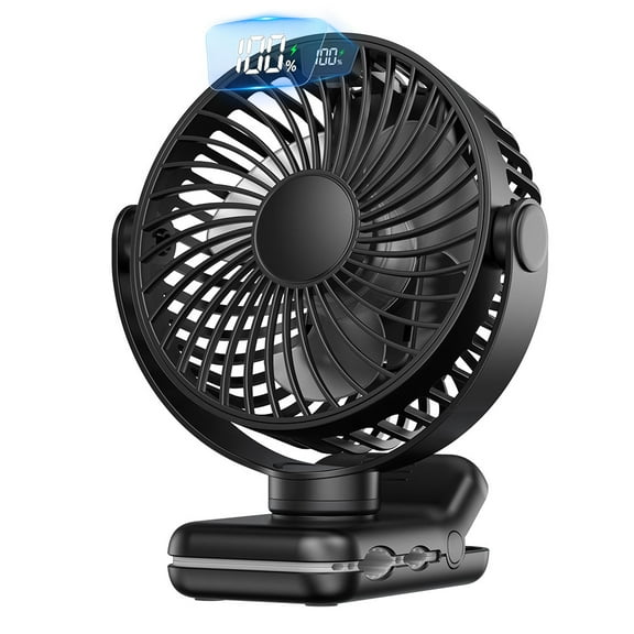 TOPK Clip on Fan, 5000mAh Rechargeable Small Portable Clip Fan, Table Fan with 4 Speeds Strong Airflow, 720° Rotation, Ultra-Quiet, Desk Fans for Home/Office/Stroller/Library