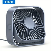 TOPK Mini Desk Fan - Portable USB Cooling Fan with 3 Speeds, 360° Rotation, Silent Operation - Ideal for Home, Office, Bedroom, Dorm, and Outdoor Use