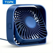 TOPK Mini Desk Fan - Portable USB Cooling Fan with 3 Speeds, 360° Rotation, Silent Operation - Ideal for Home, Office, Bedroom, Dorm, and Outdoor Use