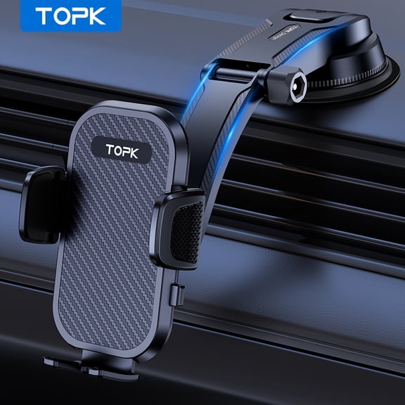 TOPK Upgrade Car Phone Holder Mount, Universal Cell Phone Car Mount for Dashboard Car Dash Mount Mobile Holder for iPhone, Samsung And All Android Smart Phones