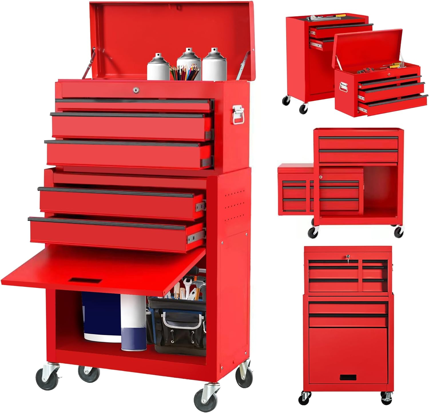 TOPKEY Detachable Design 5Drawer Tool SpaceSaving, Rolling